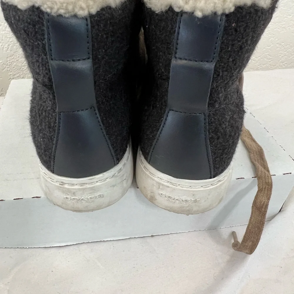 Coach Richmond Shearling 5B Women’s Dark Grey Wool‎ High Top EU 35 8009159/F16